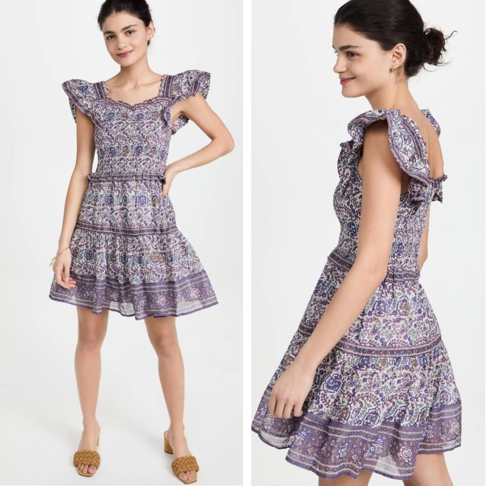 NEW Sea Rosita Border Smocked Dress Purple Floral